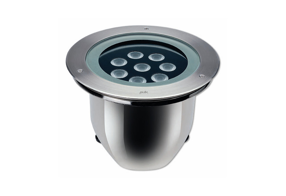 prima foto HYDROFLOOR MAXI STEEL Segnapasso a LED a pavimento in acciaio inox per esterni