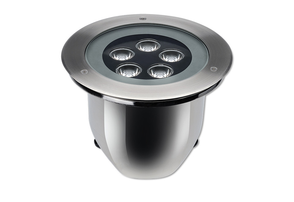 prima foto HYDROFLOOR MEDIUM STEEL Segnapasso a LED a pavimento in acciaio inox per esterni