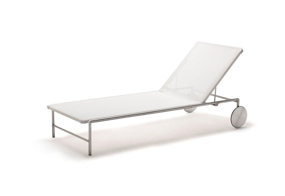 prima foto SALE Lettino da giardino in tessuto con ruote