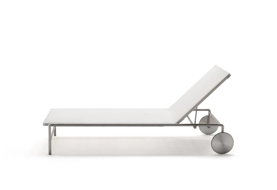 seconda foto SALE Lettino da giardino in tessuto con ruote