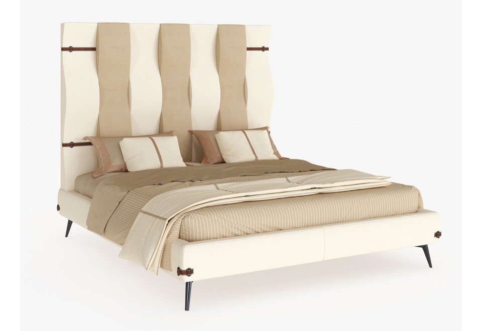 seconda foto OLA Letto in pelle con testiera alta