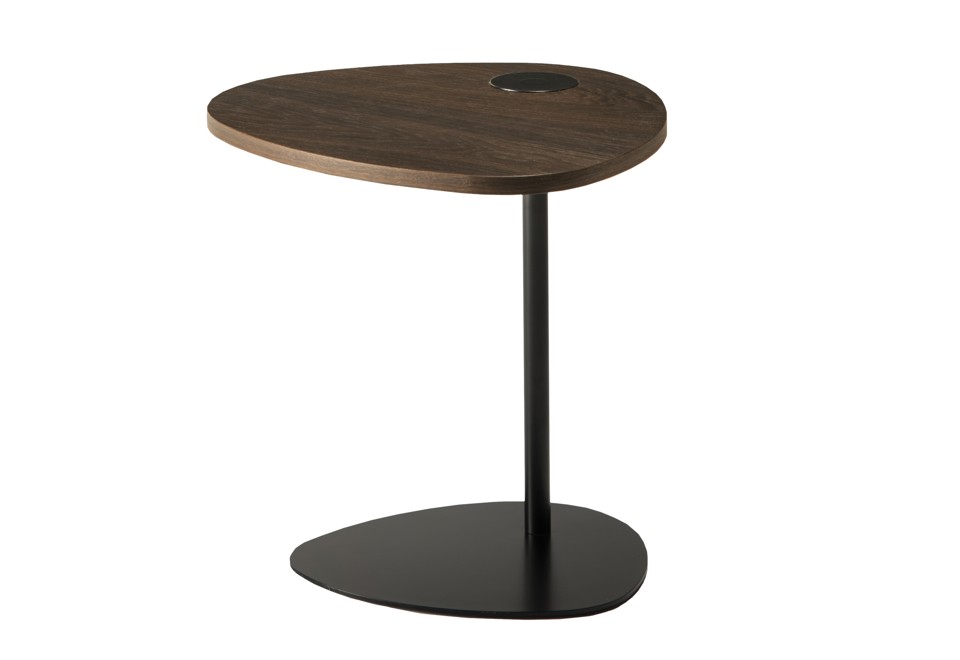 seconda foto HUG Tavolino di servizio triangolare in acciaio e legno