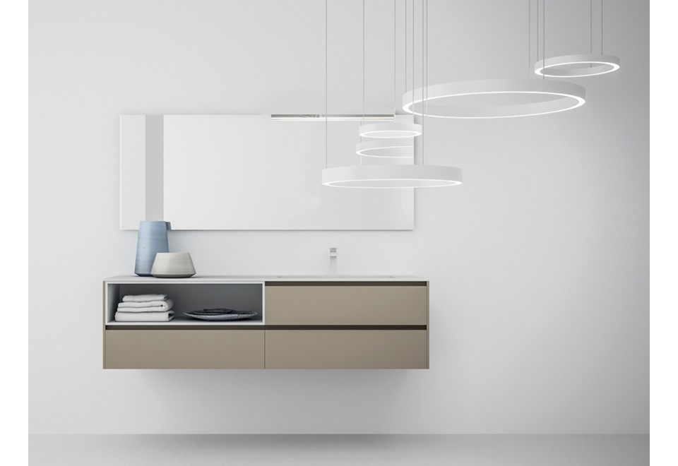 prima foto INFINITY 11 Mobile lavabo doppio sospeso in derivati del legno in stile moderno con cassetti