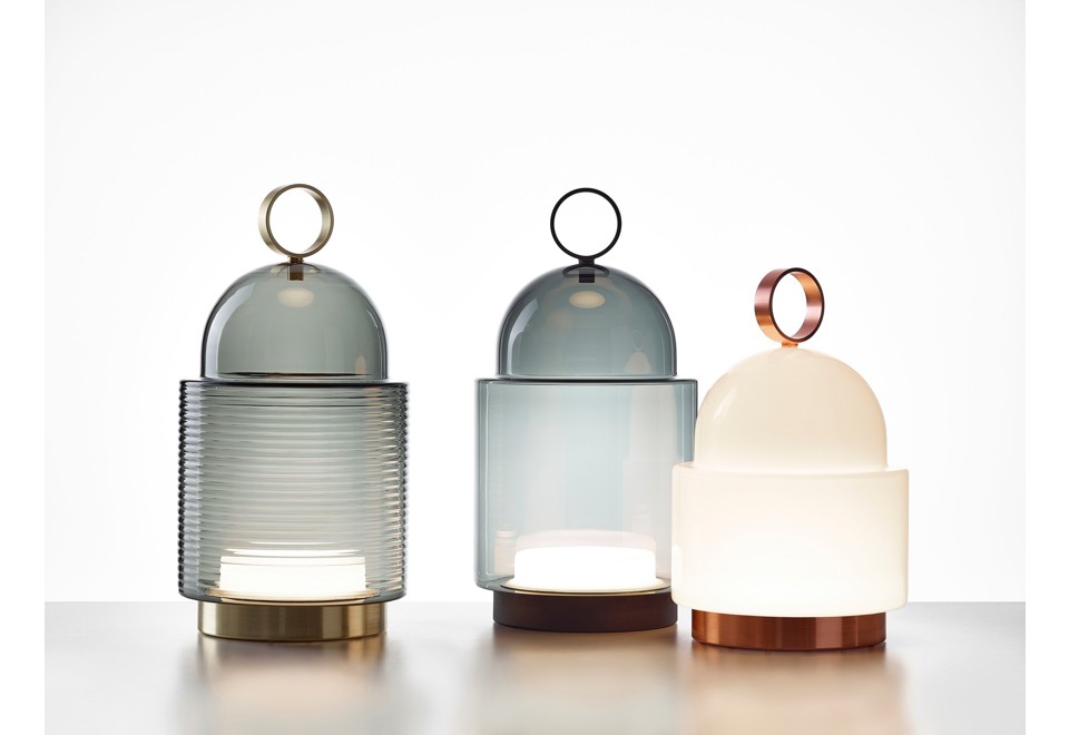 seconda foto DOME NOMAD Lampada da tavolo a LED a batteria in vetro soffiato