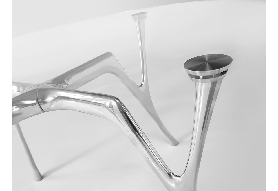 terza foto PEGASO Tavolo rettangolare in acciaio e vetro