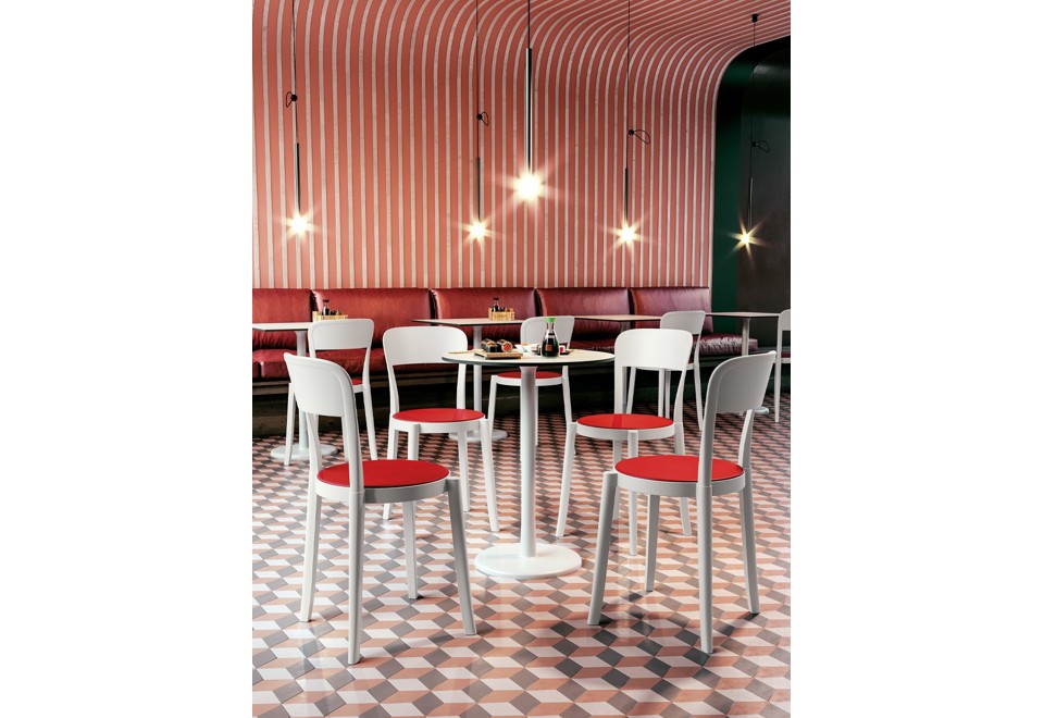 terza foto ALFIERE B/T 600 Tavolo rotondo in metallo verniciato e top in HPL