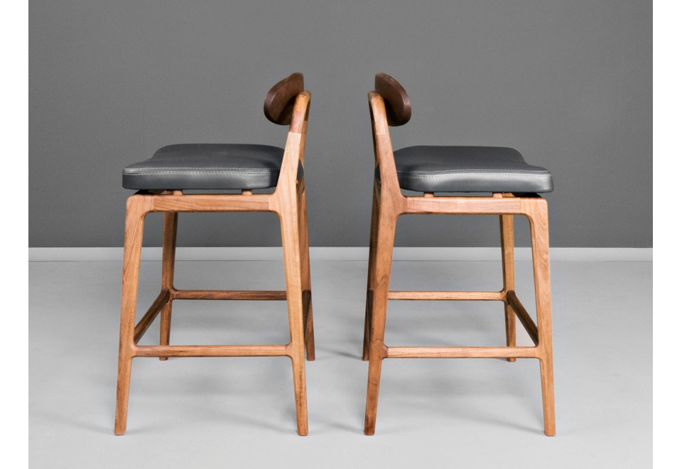 seconda foto LABOR Sgabello alto da bar imbottito in pelle