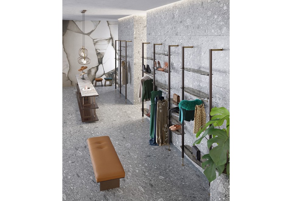 seconda foto NIMA Libreria a parete in legno e vetro