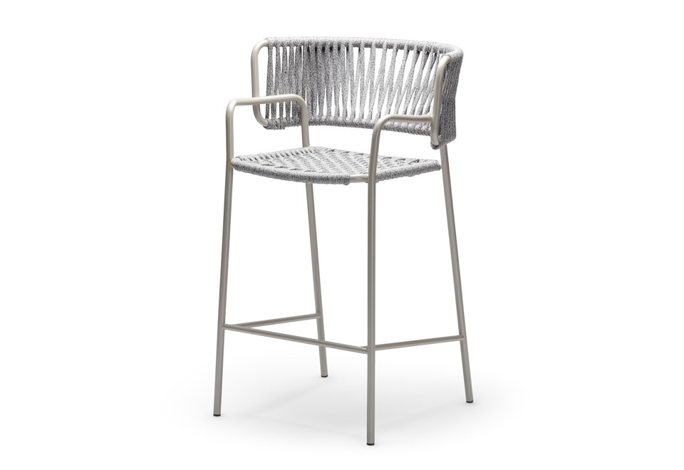 seconda foto KLOT SG Sgabello alto da giardino in corda nautica con braccioli