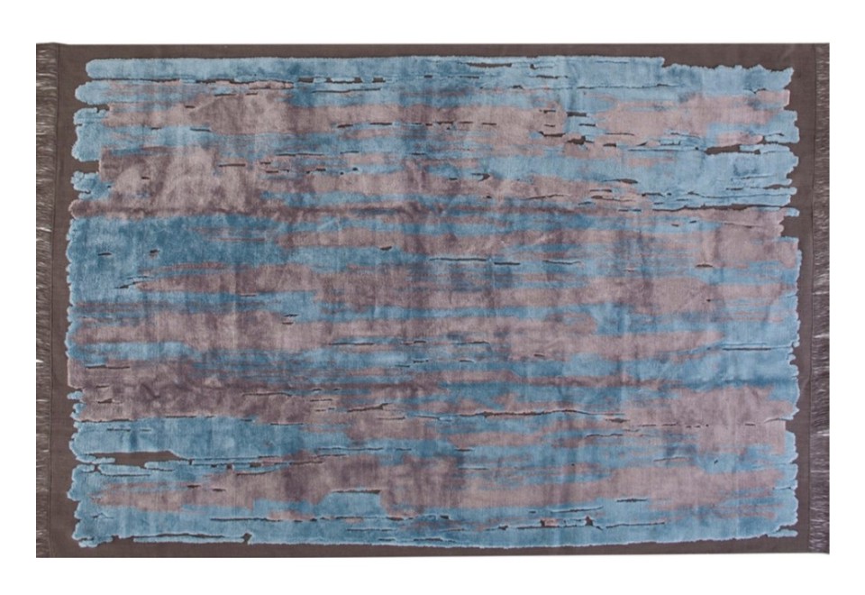 prima foto TRACEY BLEU Tappeto rettangolare fatto a mano in seta vegetale