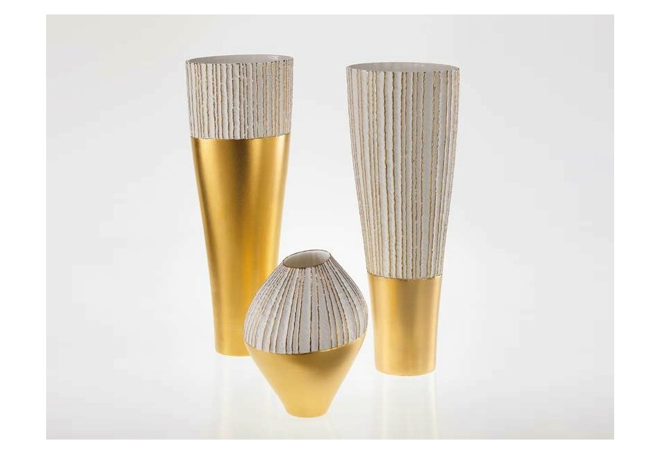 prima foto ANTITHESIS ORO E PLATINO Vaso in porcellana