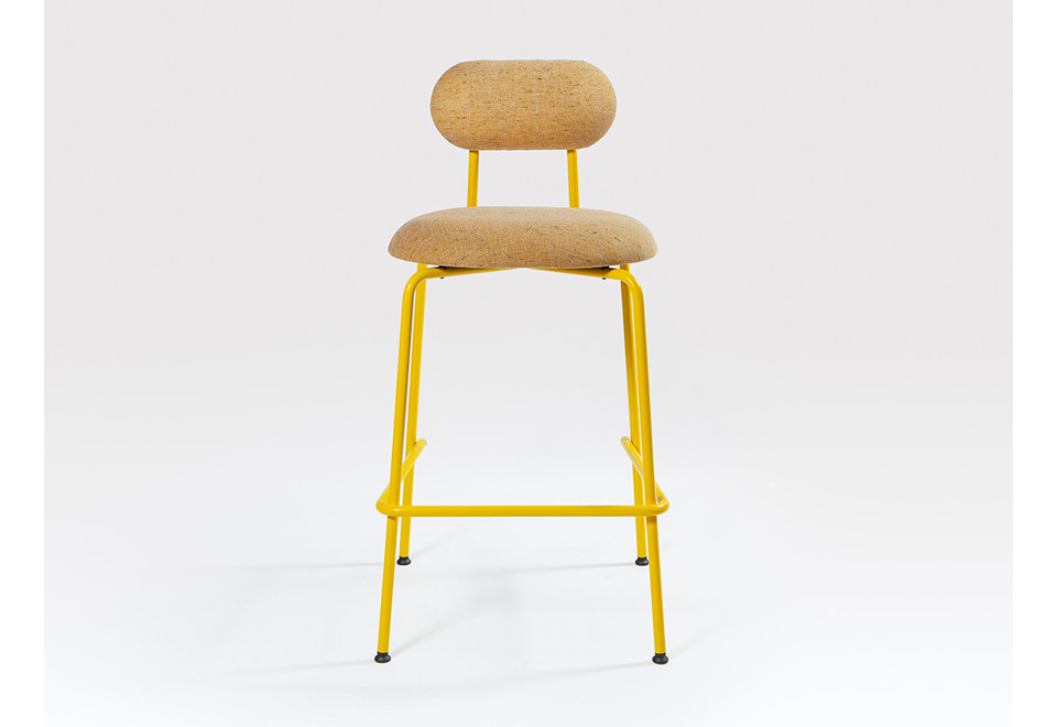 seconda foto DELORES Sgabello da bar imbottito con poggiapiedi