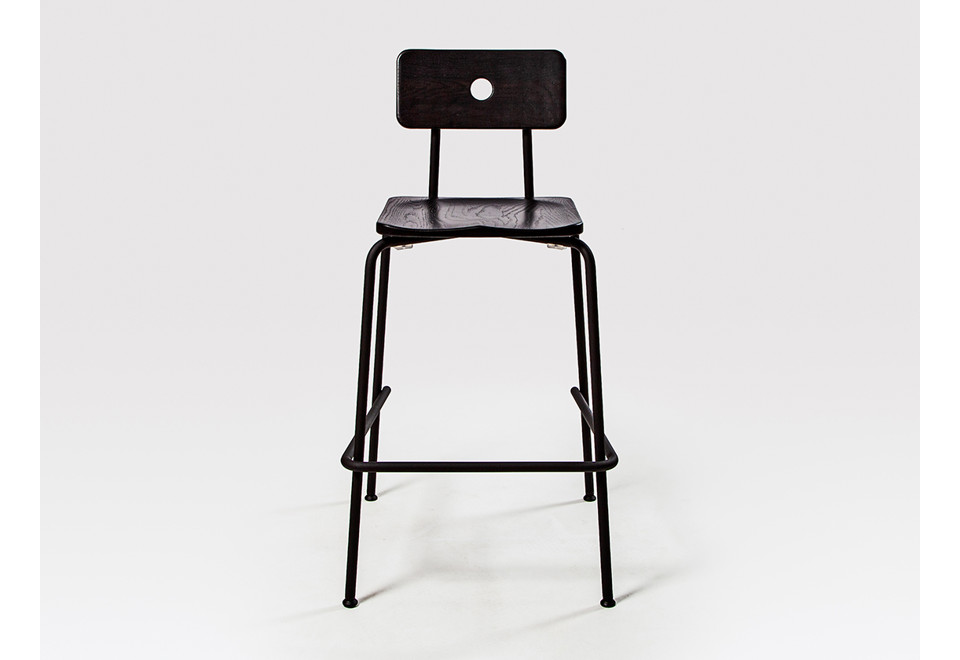 seconda foto MILNE Sgabello da bar impilabile in acciaio e legno