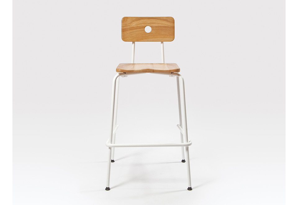 seconda foto MILNE Sgabello da bar impilabile in acciaio e legno