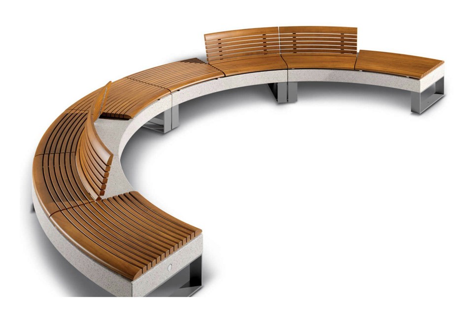 terza foto DIAMANTE ACCESSORIES W Panchina curva in HPC con schienale