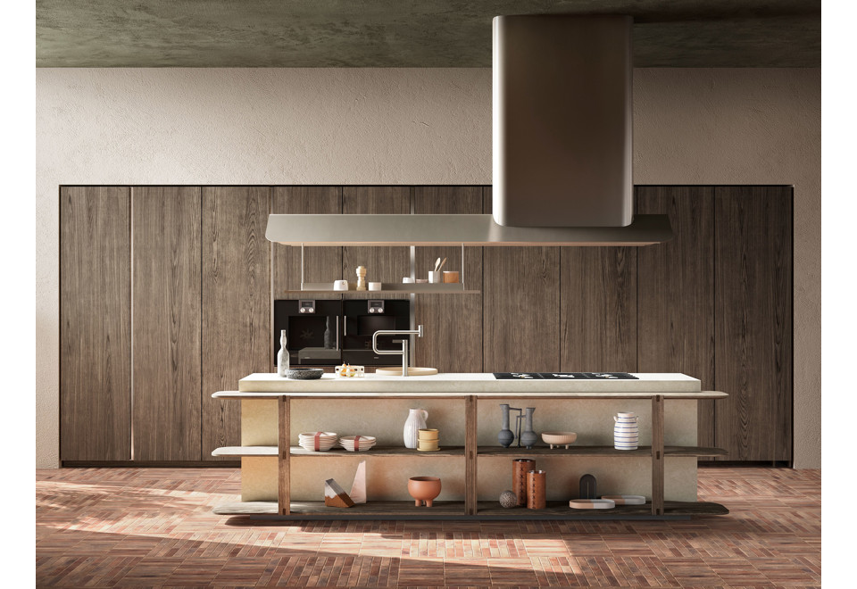 prima foto PINEA Cucina in frassino e graphic concreto con isola
