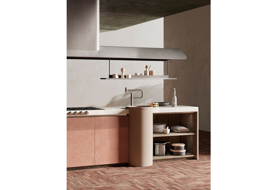 seconda foto PINEA Cucina in frassino e graphic concreto con isola