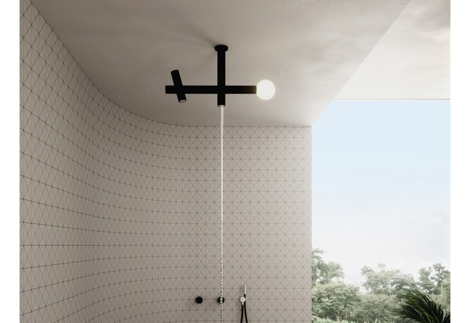 prima foto APOLLO 04 Soffione doccia a soffitto in ottone con illuminazione