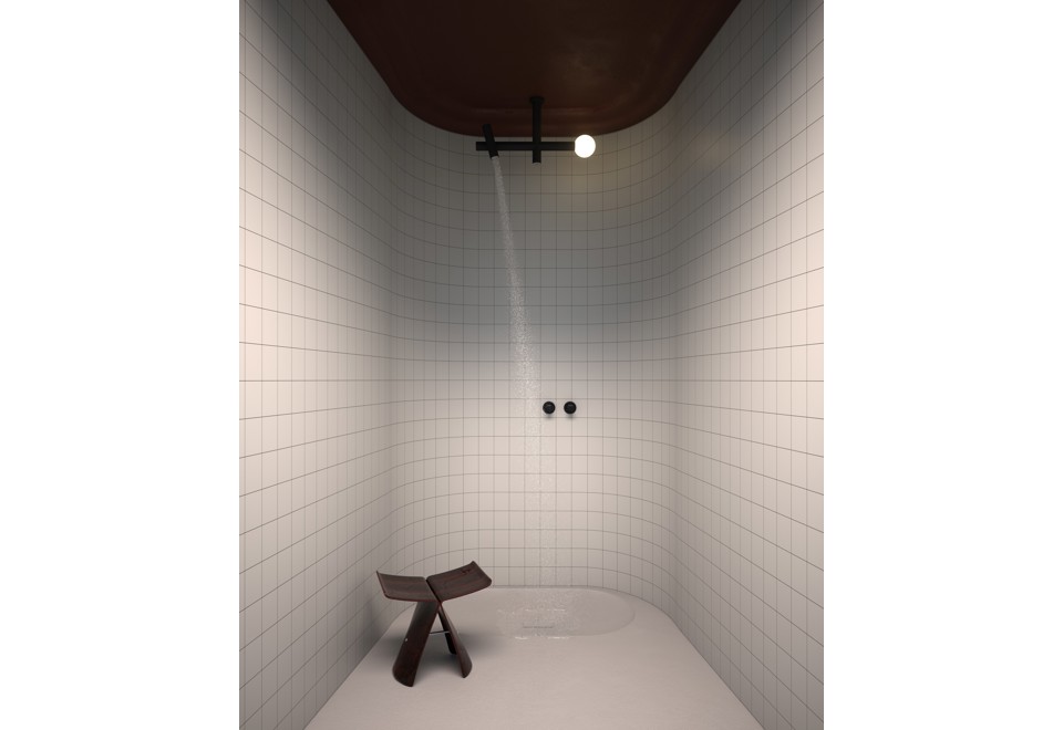 seconda foto APOLLO 04 Soffione doccia a soffitto in ottone con illuminazione