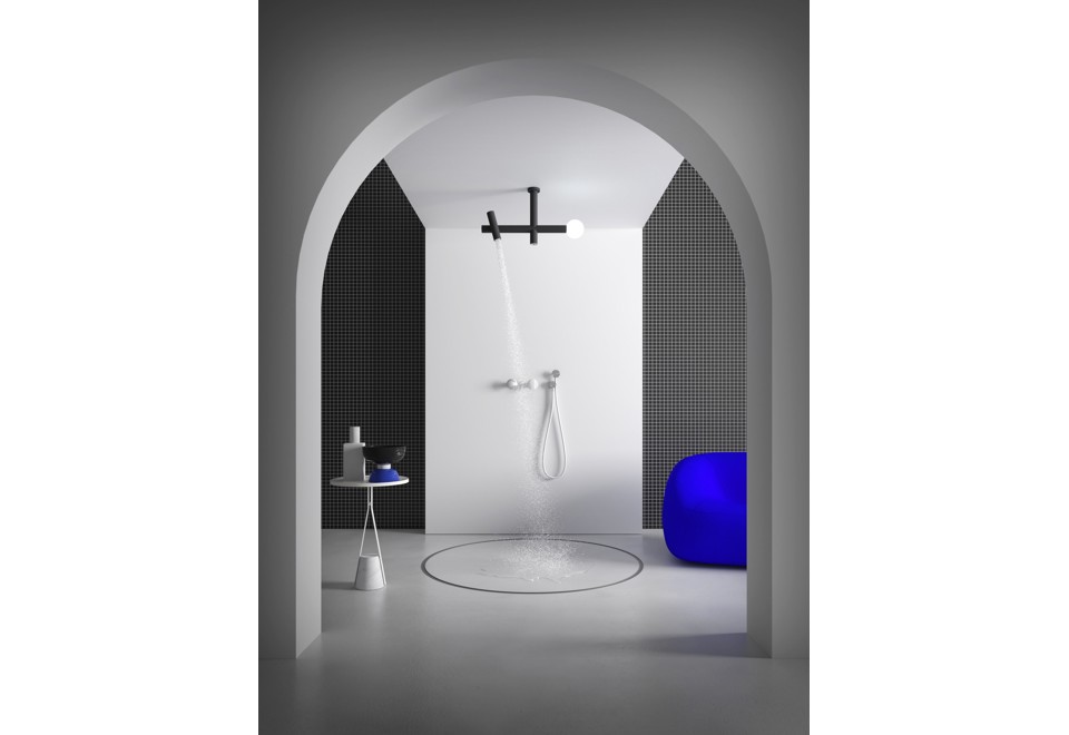 terza foto APOLLO 04 Soffione doccia a soffitto in ottone con illuminazione