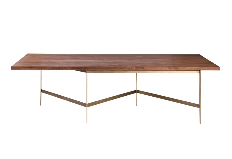 prima foto PLANK Tavolo da pranzo rettangolare in legno con base metallica