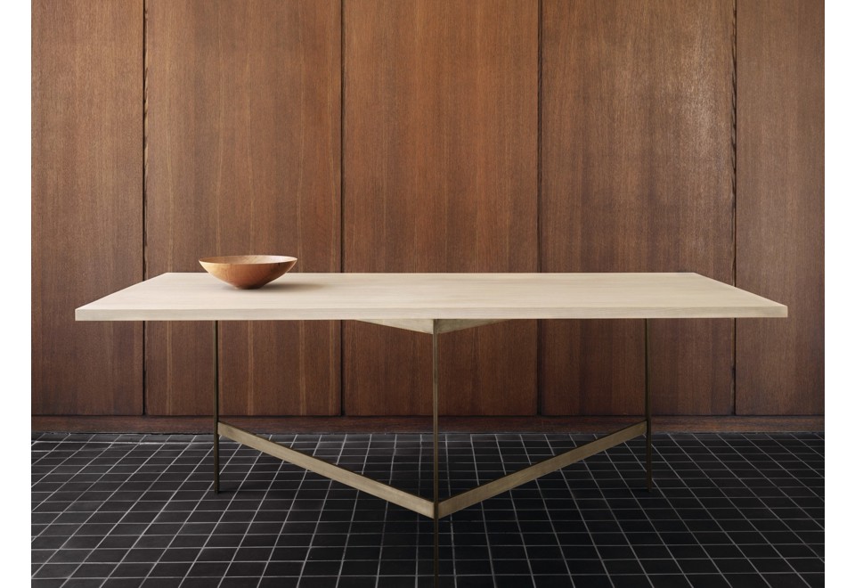 seconda foto PLANK Tavolo da pranzo rettangolare in legno con base metallica