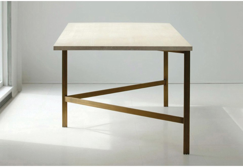 terza foto PLANK Tavolo da pranzo rettangolare in legno con base metallica