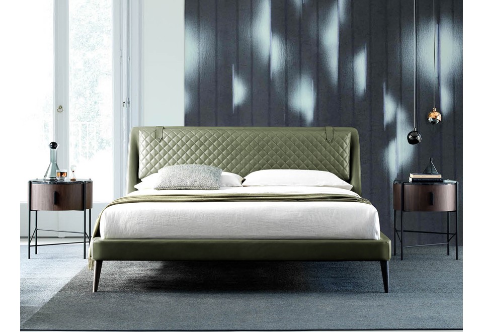 prima foto CHELSEA Letto in pelle con testiera imbottita