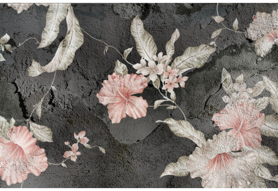 seconda foto FIORI SU CENERE Carta da parati lavabile in vinile