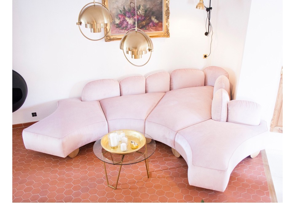 terza foto LAB COTIGNAC Divano componibile curvo in velluto