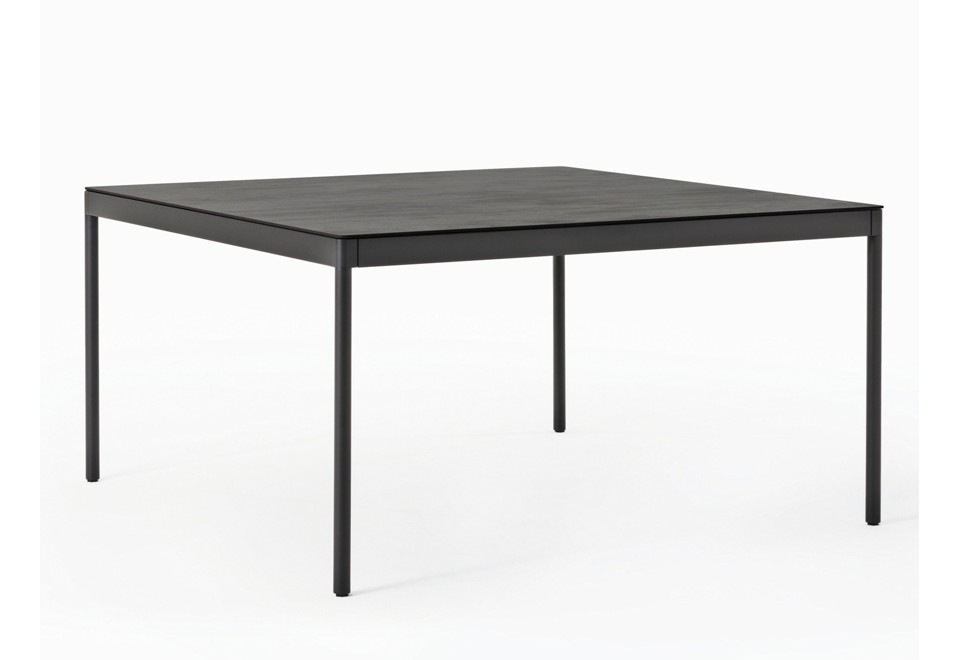 prima foto ICARO 015 Tavolo da pranzo quadrato in acciaio con cassetti