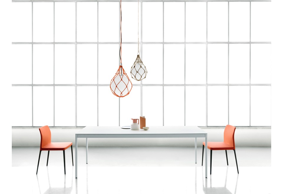 seconda foto ICARO 015 Tavolo da pranzo rettangolare in acciaio con cassetti