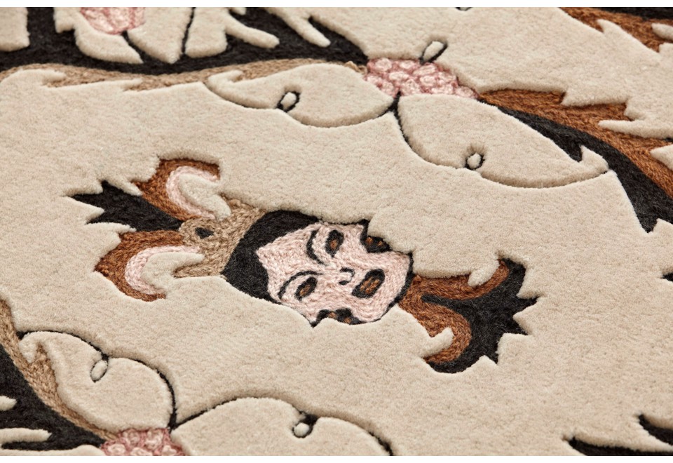 seconda foto MEDIEVAL FACES Tappeto a motivi fatto a mano rettangolare in lana