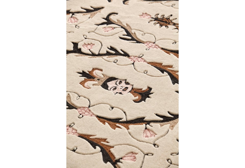 terza foto MEDIEVAL FACES Tappeto a motivi fatto a mano rettangolare in lana