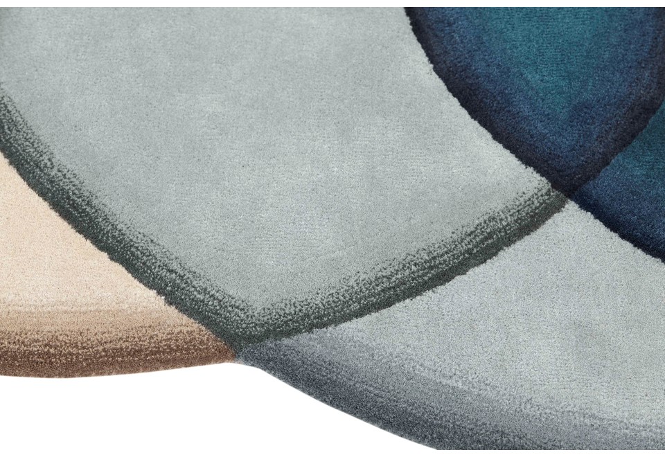 seconda foto CRYSTAL BLUE Tappeto in lana a motivi geometrici