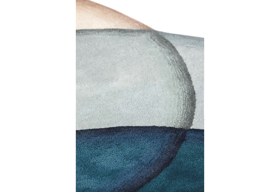 terza foto CRYSTAL BLUE Tappeto in lana a motivi geometrici