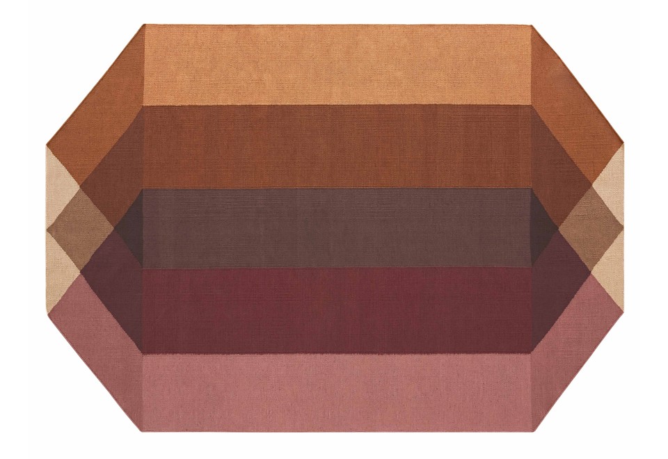 prima foto DIAMOND ORANGE WINE Tappeto in PET riciclato a motivi geometrici