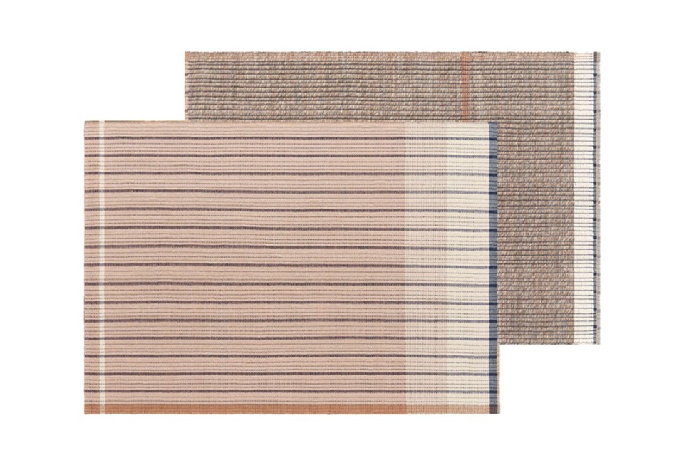 prima foto REVERSIBLE PINK Tappeto rettangolare in lana, lino e cotone