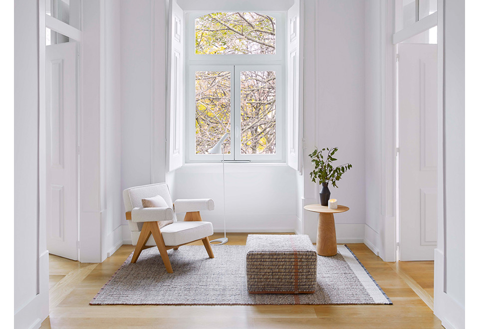 seconda foto REVERSIBLE PINK Tappeto rettangolare in lana, lino e cotone