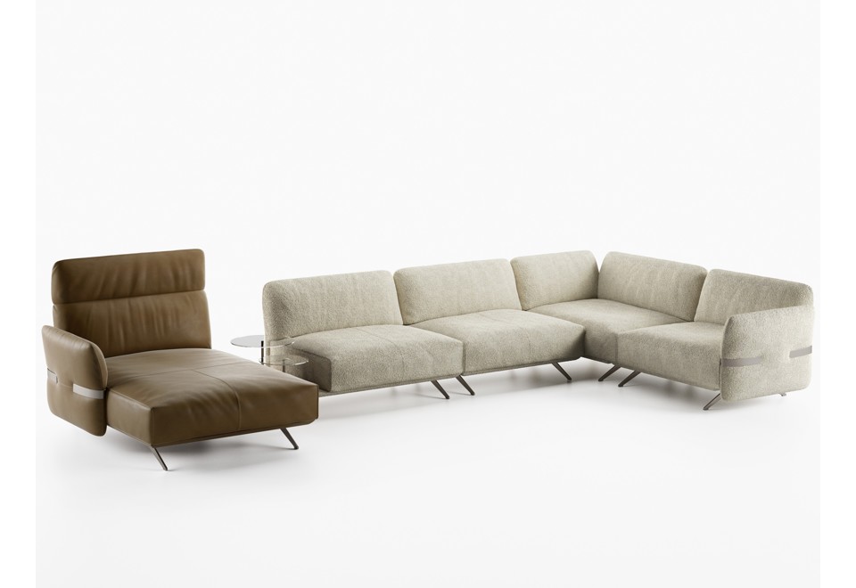 prima foto PABLO Divano componibile in pelle e tessuto