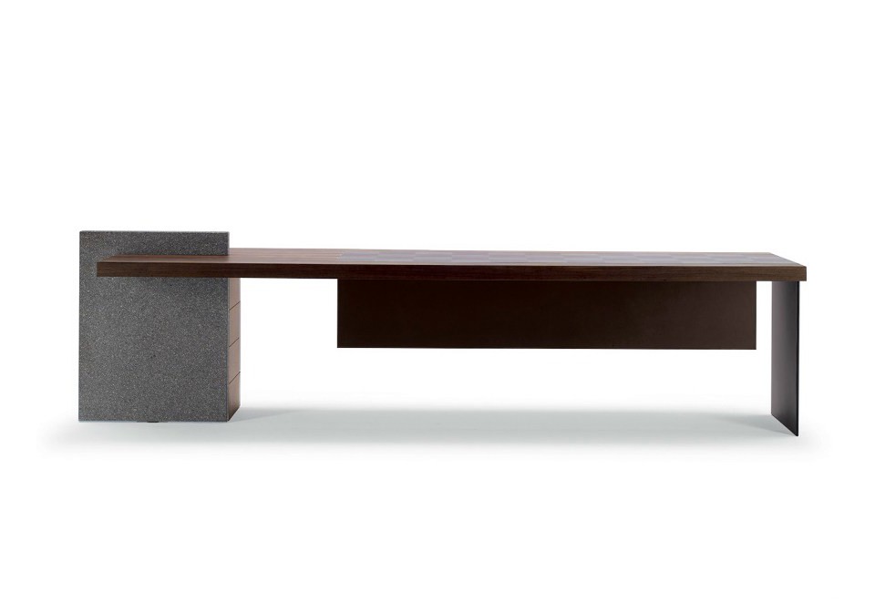 seconda foto H_O DESK Scrivania direzionale rettangolare in legno con cassetti