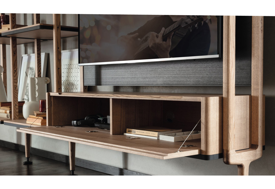 seconda foto ARIA Libreria a parete in frassino con porta tv