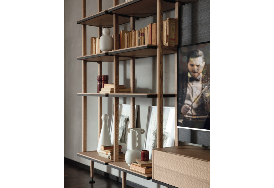 terza foto ARIA Libreria a parete in frassino con porta tv