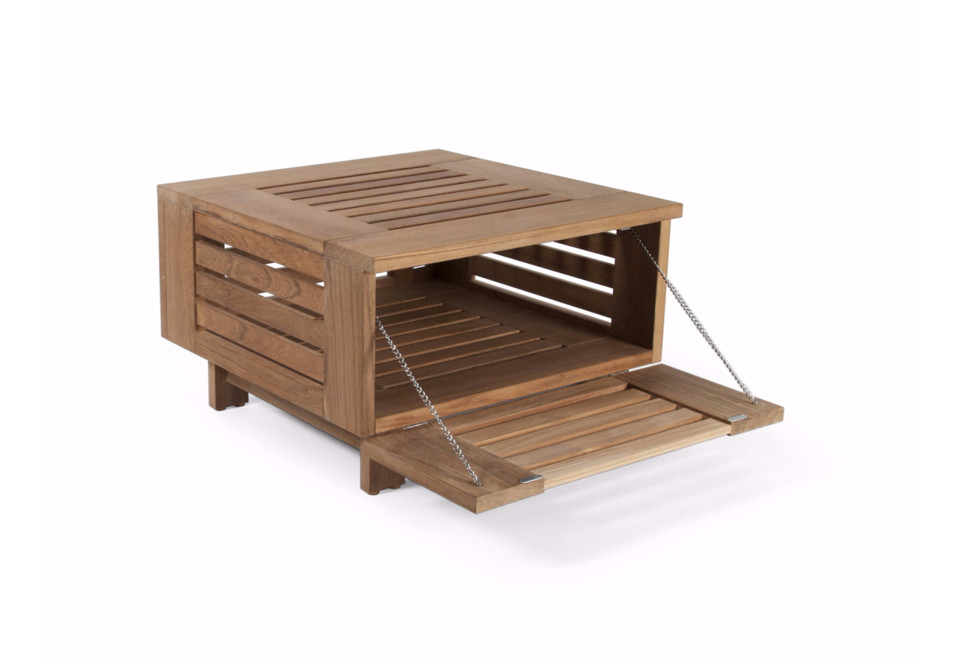 prima foto SKANÖR Tavolino da giardino quadrato in teak con vano contenitore