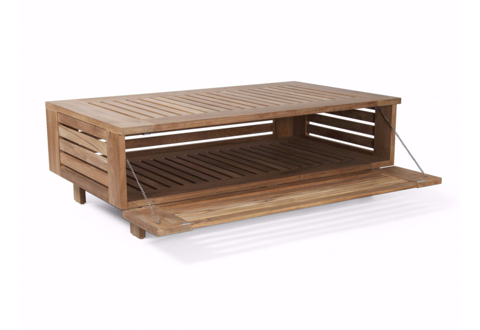 prima foto SKANÖR Tavolino da giardino rettangolare in teak con vano contenitore