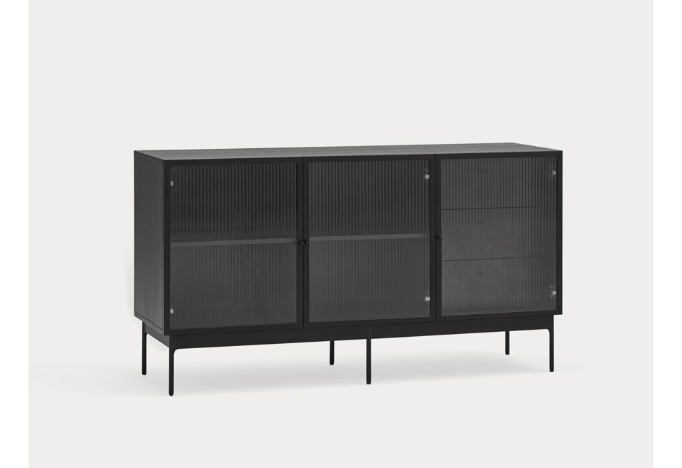 seconda foto BLUR Madia in legno impiallacciato e vetro