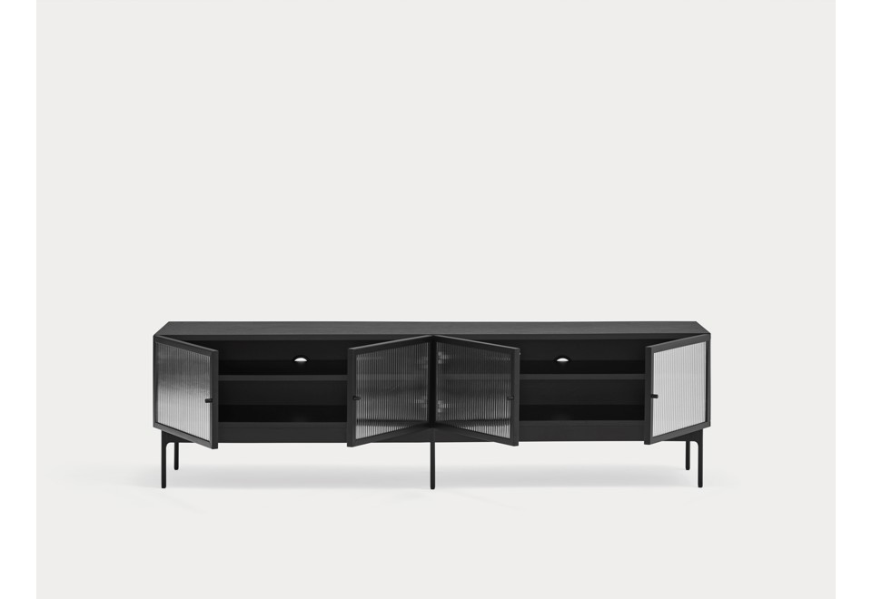 terza foto BLUR Mobile tv in legno impiallacciato e vetro