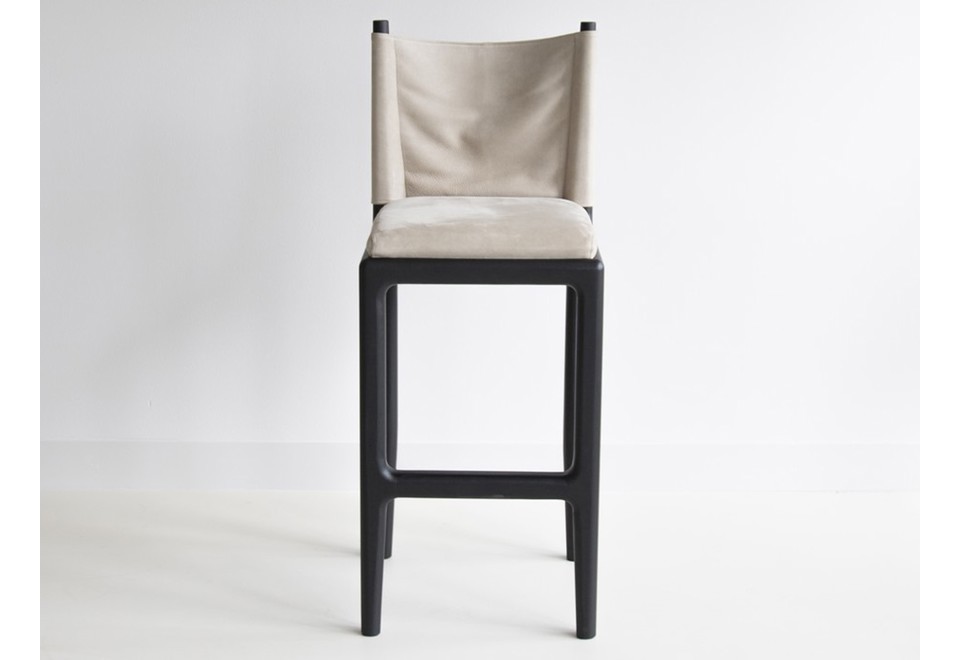 seconda foto ABI Sgabello da bar in pelle con poggiapiedi