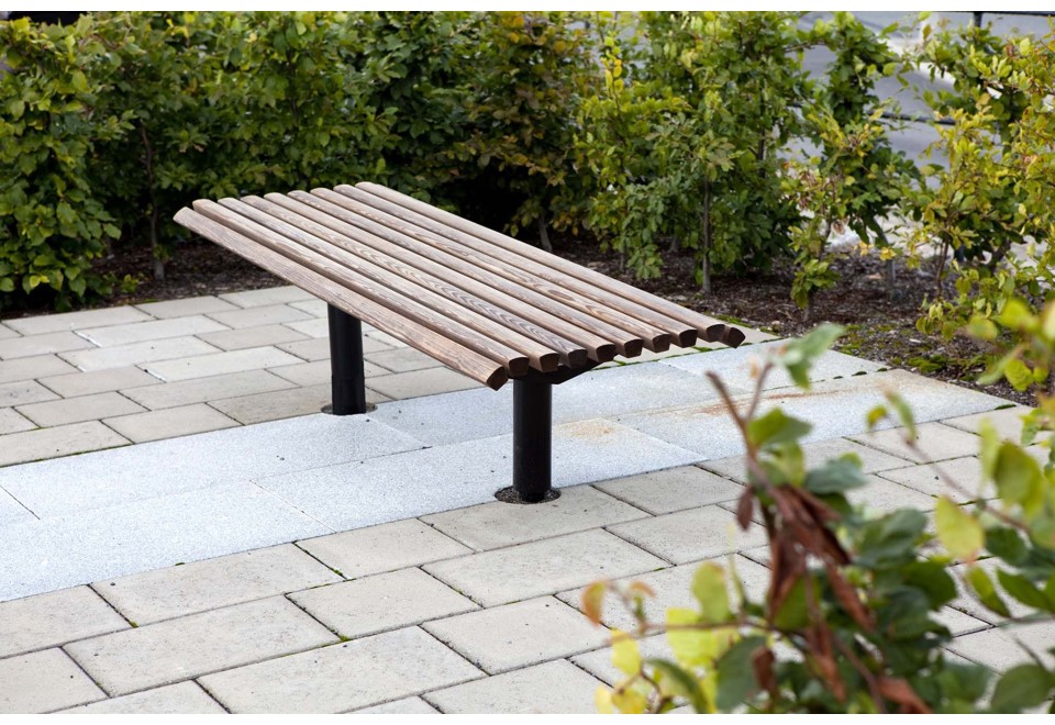 seconda foto URBAN Panchina in acciaio e legno senza schienale