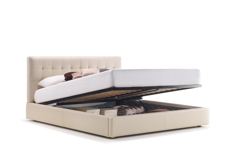 seconda foto CLEO Letto imbottito in pelle con testiera capitonné